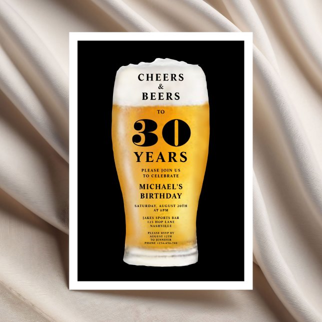 Cheers And Beers 30th Birthday Einladung (Cheers And Beers 30th Birthday Invitation)