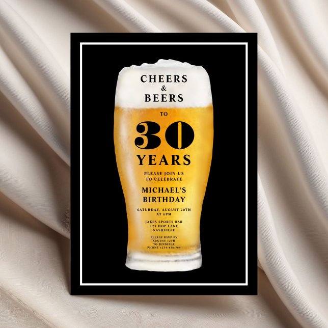 Cheers And Beers 30th Birthday Einladung (Cheers And Beers 30th Birthday Invitation)