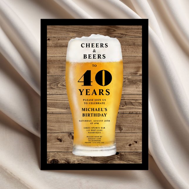 Cheers And Beers 40th Birthday Einladung (Cheers And Beers 40th Birthday Invitation)