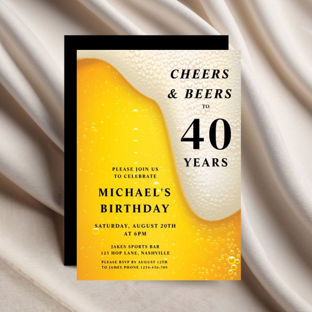 Cheers And Beers 40th Birthday Einladung (Cheers And Beers 40th Birthday Invitation)