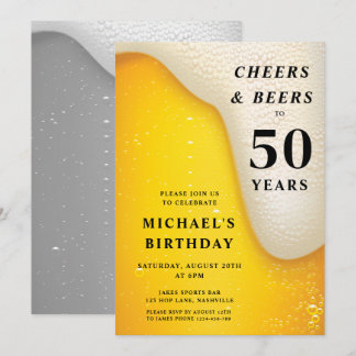 Cheers And Beers 50th Birthday Einladung