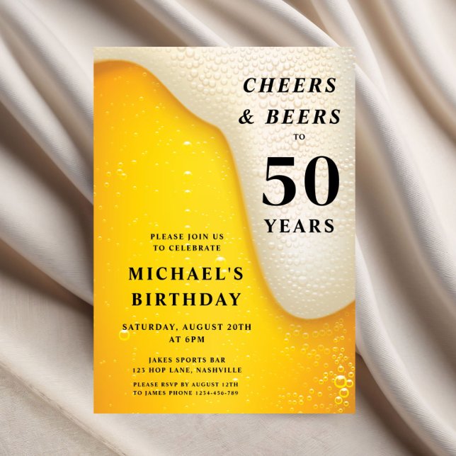 Cheers And Beers 50th Birthday Einladung (Cheers And Beers 50th Birthday Invitation)