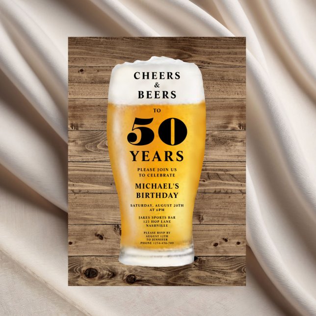 Cheers And Beers 50th Birthday Einladung (Cheers And Beers 50th Birthday Invitation)
