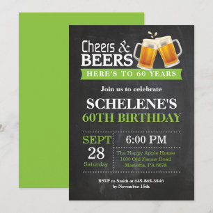 Cheers and Beers 60th Birthday Invitation Card