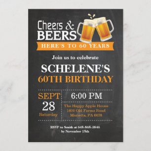 Cheers and Beers 60th Birthday Invitation Card