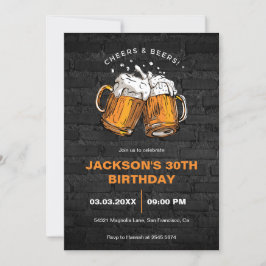 Cheers and Beers Birthday Invitation Einladung