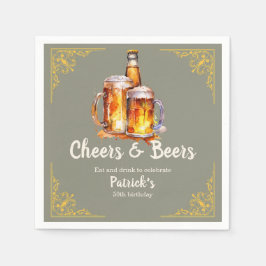 Cheers and Beers Glass Bottle 50th Birthday Serviette