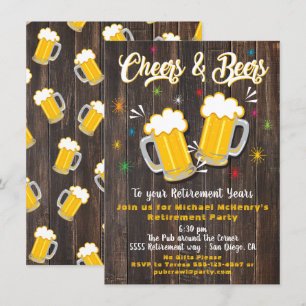 Cheers and Beers Retirement Party Invitation Einladung