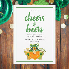 Cheers and Beers St Patrick's Day Party Leprechaun Einladung