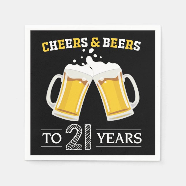 Cheers and Beers to 21 Years Napkins Serviette (Vorderseite)