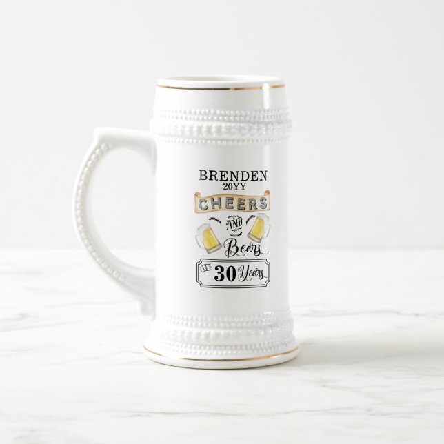 Cheers and Beers to 30 Years Birthday Beer Stein Bierglas (Links)