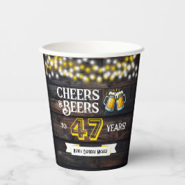 Cheers and Beers to 47 Years Rustic Birthday Pappbecher