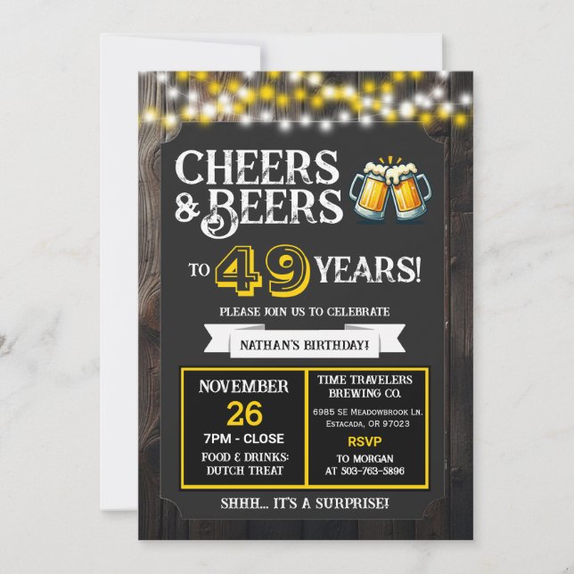 Cheers and Beers to 49 Years Surprise Brewery Einladung (Vorderseite)