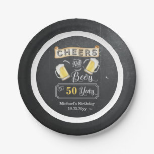 Cheers and Beers to 50 Years Birthday Paper Plate Pappteller
