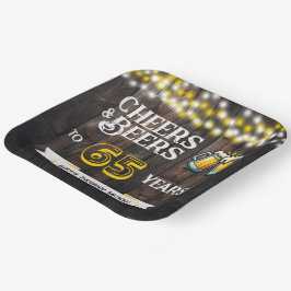 Cheers and Beers to 65 Years Rustic Birthday Pappteller