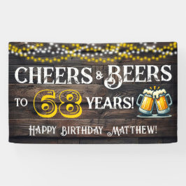 Cheers and Beers to 68 Years Birthday Party Banner
