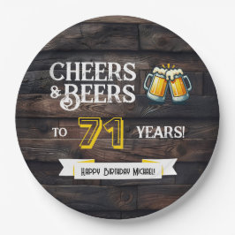 Cheers and Beers to 71 Years Rustic Birthday Pappteller