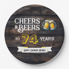 Cheers and Beers to 74 Years Rustic Birthday Pappteller