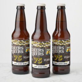 Cheers and Beers to 75 Years Rustic Birthday Bierflaschenetikett