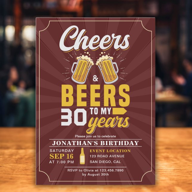 Cheers and Beers to my 30 Years Fun Birthday Einladung (Von Creator hochgeladen)