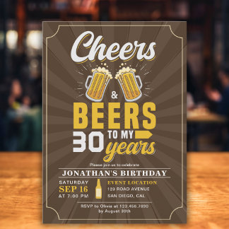 Cheers and Beers to my 30 Years Fun Birthday Einladung