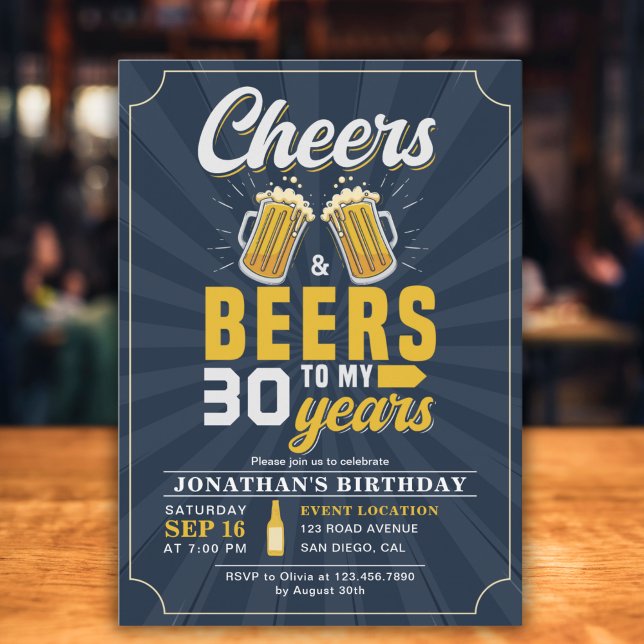 Cheers and Beers to my 30 Years Fun Birthday Einladung (Von Creator hochgeladen)