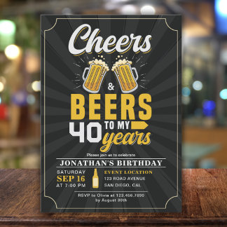 Cheers and Beers to my 40 Years Fun Birthday Einladung