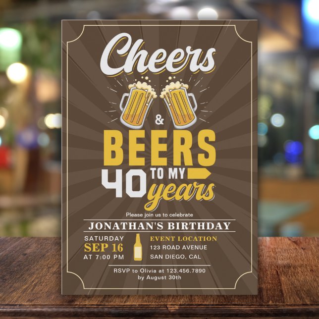 Cheers and Beers to my 40 Years Fun Birthday Einladung (Von Creator hochgeladen)