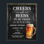 Cheers and Bers 40. Geburtstag Party Budget<br><div class="desc">Biersorten und Biersorten zum Geburtstag. Einfach zu personalisieren. Alle Texte sind individuell einstellbar und lassen sich für Ihr eigenes Party leicht ändern. Khalkboard und rustikale Holz Hintergrundelemente. Fun Chalkboard Wirbel und Schnörkel. Tasse von Aquarellbier. Einladungen für ihn. Bar oder Hinterhof GRILLEN Geburtstagsdesign. Jedes Alter,  ändern Sie einfach den Text.</div>
