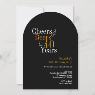 Cheers and Bers 40 Jahre schwarzes Party Einladung