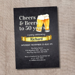 Cheers and Bers 50 Jahre Einfach Vintag Black Einladung