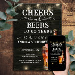 Cheers and Bers 60. Geburtstag Bar Lights Einladung<br><div class="desc">Biersorten und Biersorten zum Geburtstag. Einfach zu personalisieren. Alle Texte sind individuell einstellbar und lassen sich für Ihr eigenes Party leicht ändern. String leuchtet rustikale Hintergrundelemente. Fun Chalkboard Wirbel und Schnörkel. Tasse von Aquarellbier. Einladungen für ihn. Bar oder Hinterhof GRILLEN Geburtstagsdesign. Jedes Alter,  ändern Sie einfach den Text.</div>
