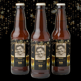Cheers and Bers Foto Name Age Black and Gold Bierflaschenetikett