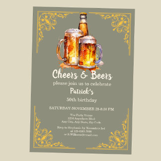 Cheers and Bers Glass Flasche 50. Geburtstag Einladung