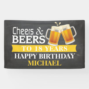 Cheers and Bers Happy 18. Geburtstag Banner Gelb