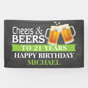Cheers and Bers Happy 21. Geburtstag Banner Grün