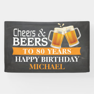Cheers and Bers Happy 80. Geburtstag Banner Orange