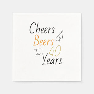 Cheers and Bers Minimal 40. Geburtstag Party Serviette