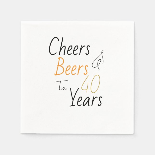 Cheers and Bers Minimal 40. Geburtstag Party Serviette (Vorderseite)