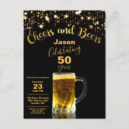 Cheers and Bers Modern 50. Geburtstag Einladungspostkarte