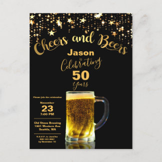 Cheers and Bers Modern 50. Geburtstag Einladungspostkarte