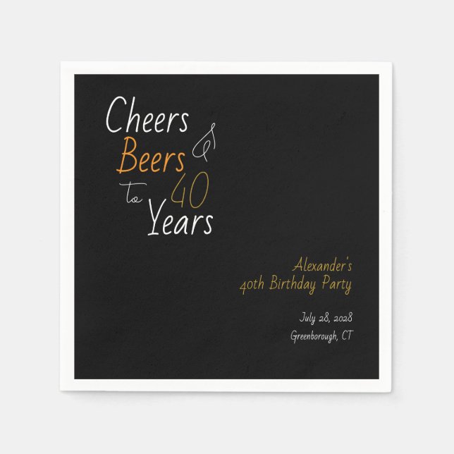 Cheers and Bers Personalisiert 40. Geburtstag Serviette (Vorderseite)