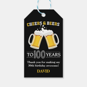 Cheers and Bers to 100 Years Gift Tags Geschenkanhänger
