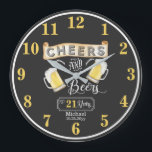 Cheers and Bers to 21 Years Birthday Große Wanduhr<br><div class="desc">Feiern Sie Ihren 21. Geburtstag stilvoll mit diesem rustikalen "Cheers and Biere" Vintagen Barroom-Design.  Composite Design von Holiday Hearts Designs (Rechte vorbehalten).</div>
