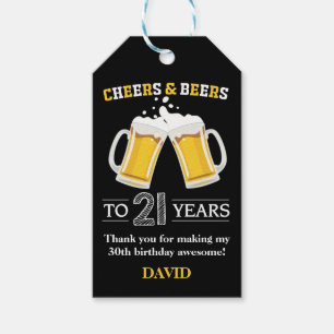 Cheers and Bers to 21 Years Gift Tags Geschenkanhänger