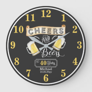 Cheers and Bers to 40 Years Birthday Große Wanduhr