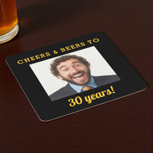Cheers & Beers 30. Geburtstag Foto Meilenstein Rechteckiger Pappuntersetzer