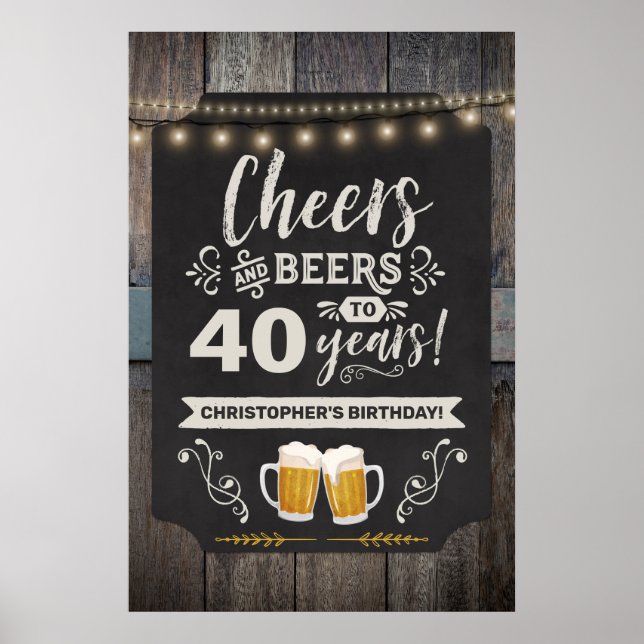 Cheers & Beers 40. Begrüßungszeichen 20 x 30 Poster (Vorne)