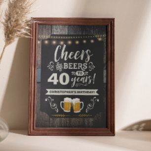 Cheers & Beers 40. Willkommensschild 20x30 Poster