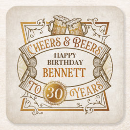 Cheers Beers Birthday Rechteckiger Pappuntersetzer